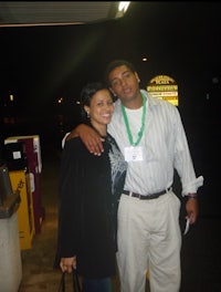 a man and a woman posing for a picture